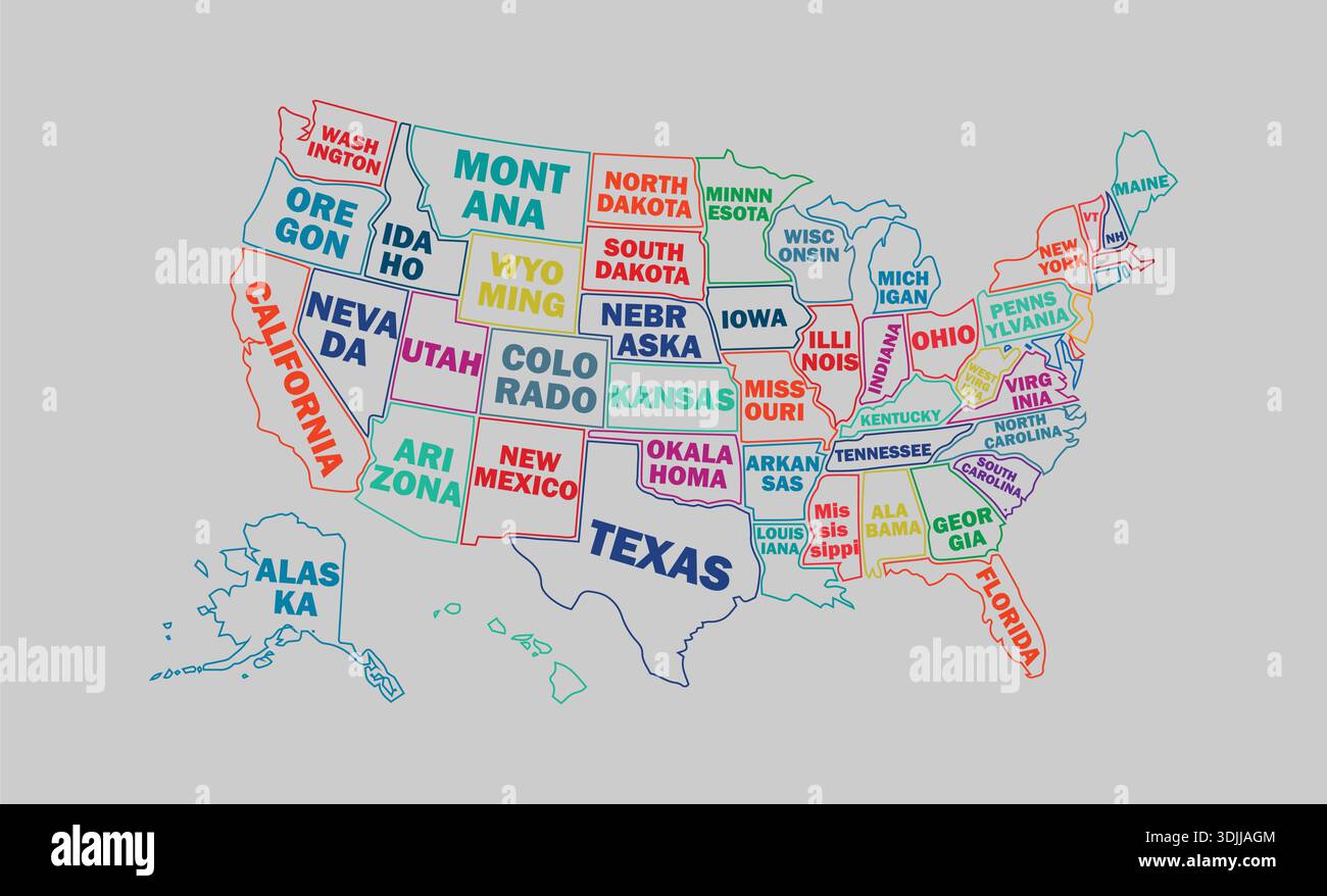United States Map With State High Resolution Vector Map United States Map With State High Resolution Vector Map Of The United States Of America 3DJJAGM 