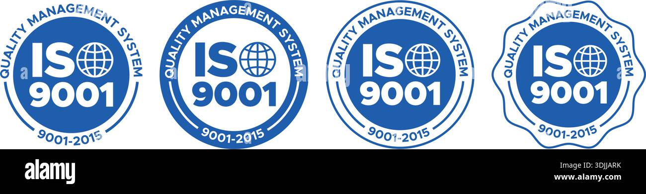 ISO 9001 Certified Quality Management Labels and Badges – Vector Set ...