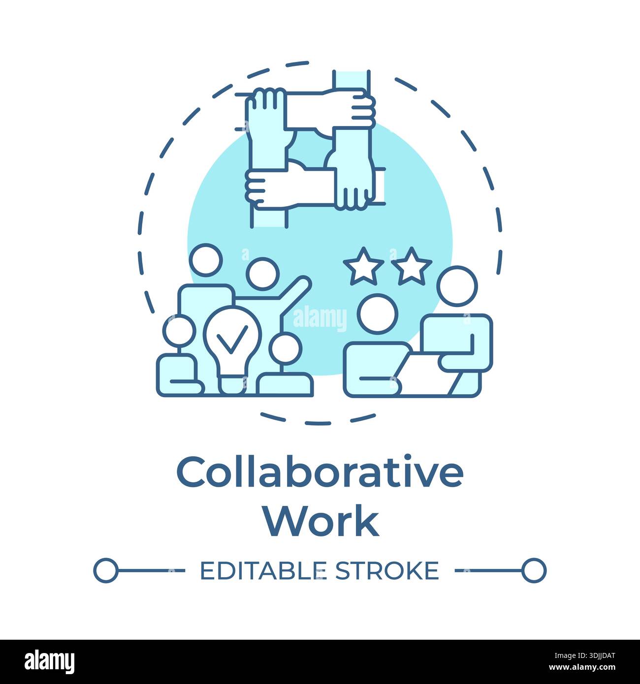 Collaborative work soft blue concept icon Stock Vector