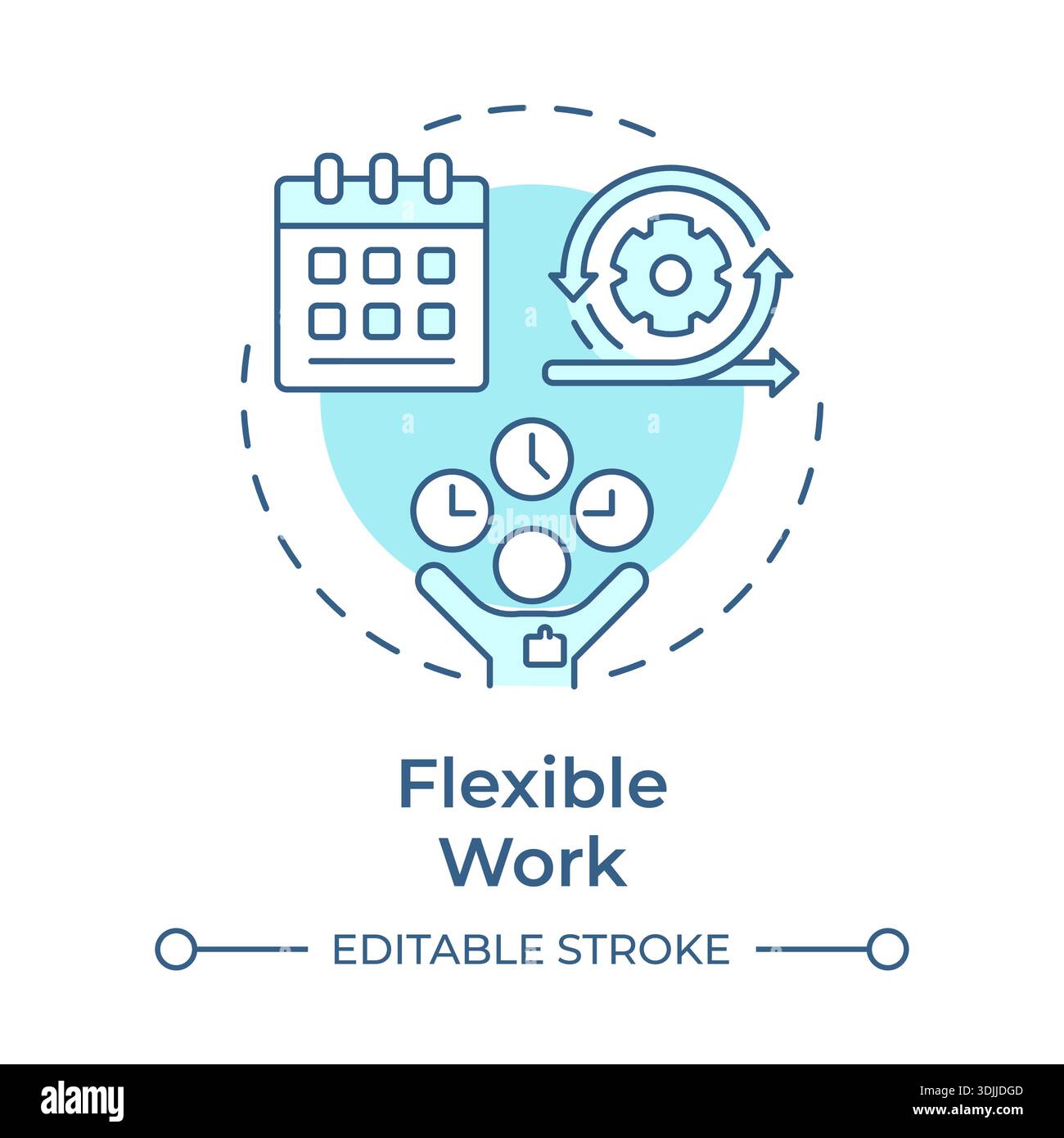 Flexible work soft blue concept icon Stock Vector