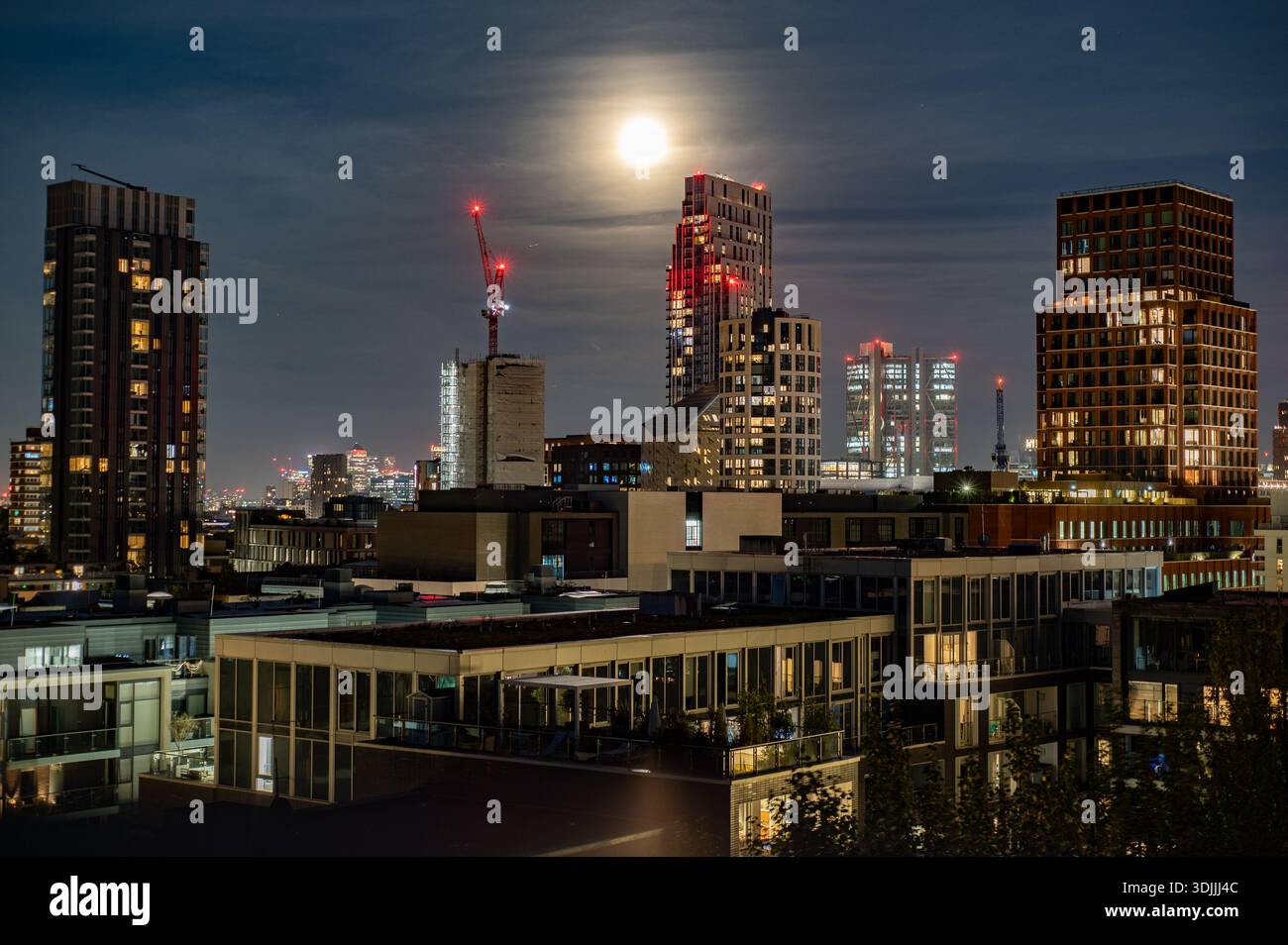 Night skyline, Islington, London, UK. Stock Photo