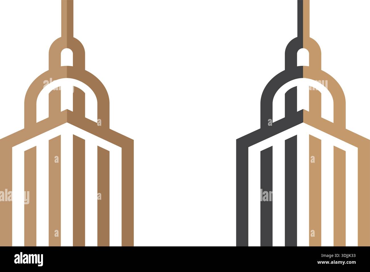 Building design logos or large buildings with line art objects Stock Vector