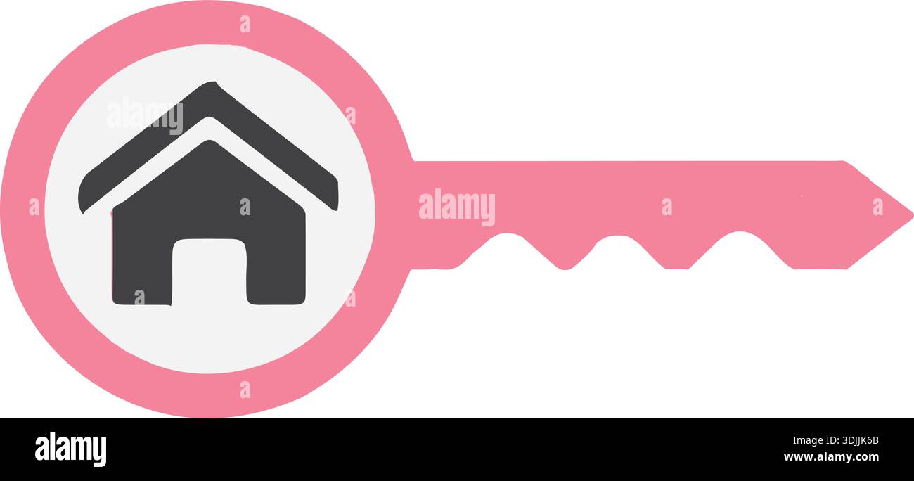 House at Key, Vector Icon, Red Silhouette Stock Vector Stock Vector