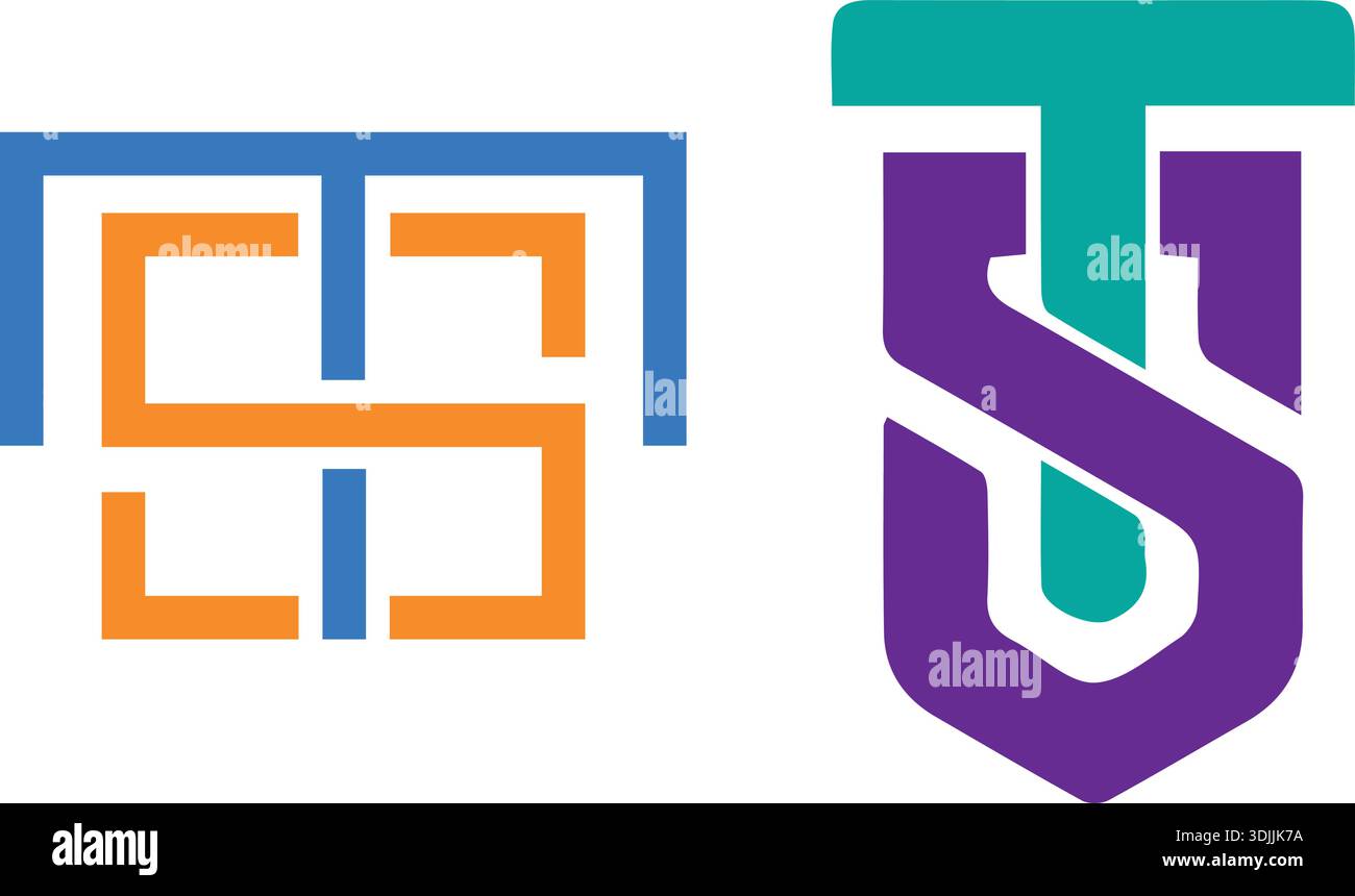 Initial TS ST Logo Design Element, Vector Initial Letter Branding Logo Stock Vector
