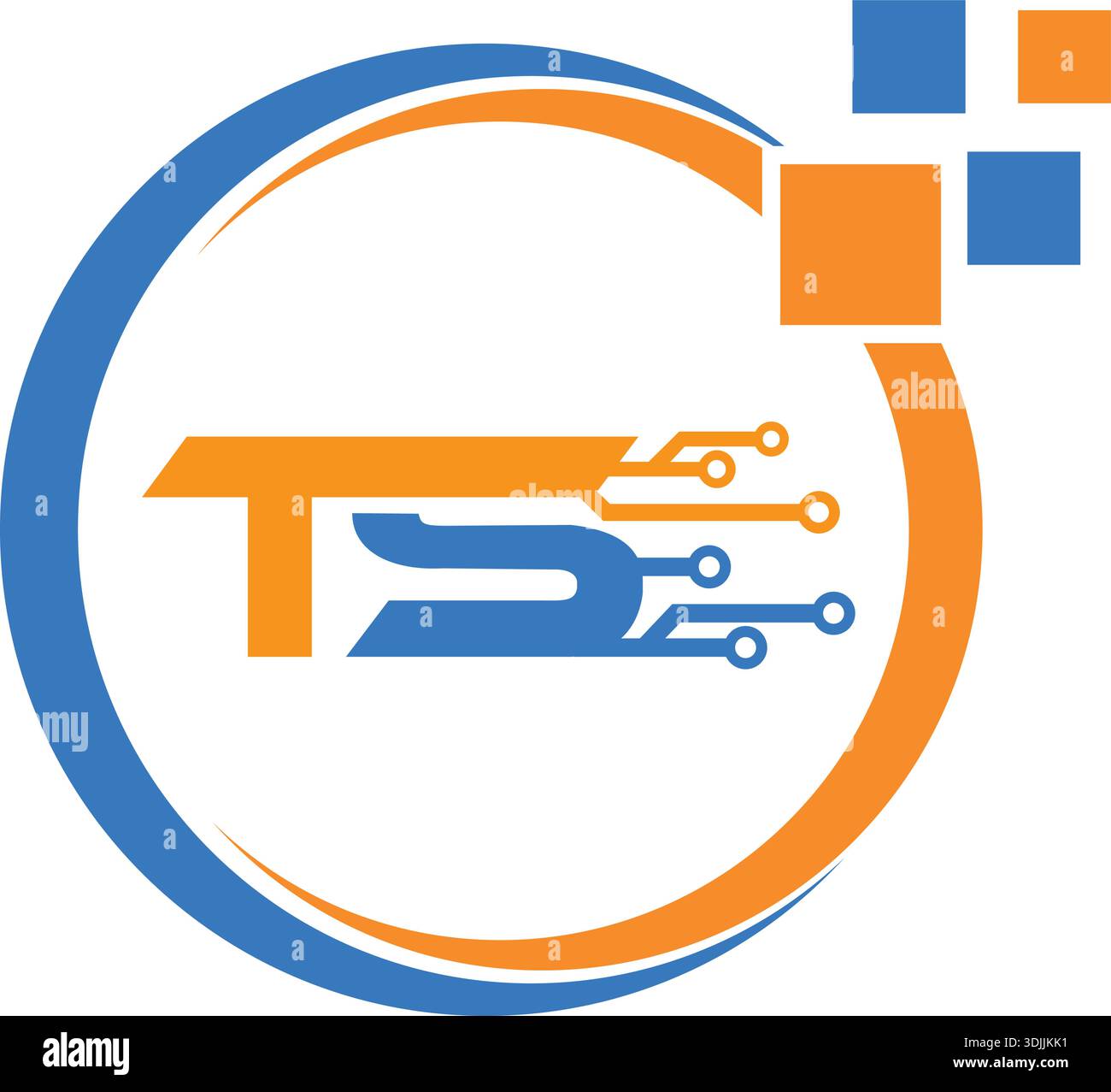 Ts technology logo on the circle vector logo design Stock Vector