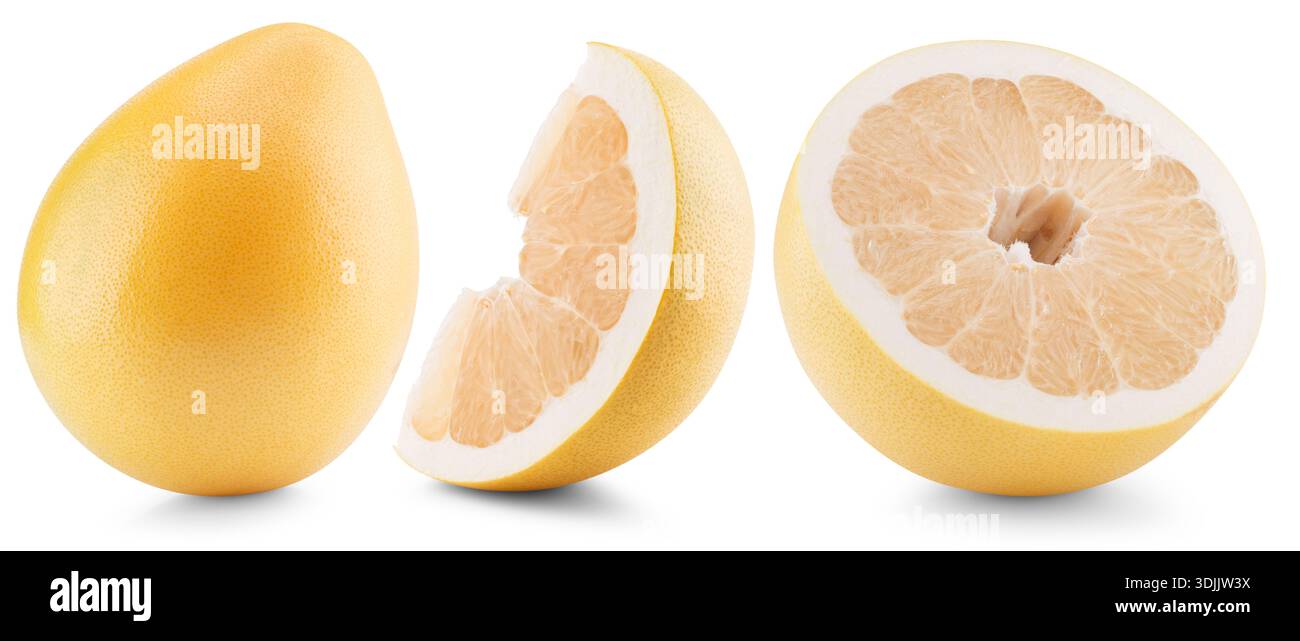 Pomelo fruit isolated on white background as package design element. Stock Photo