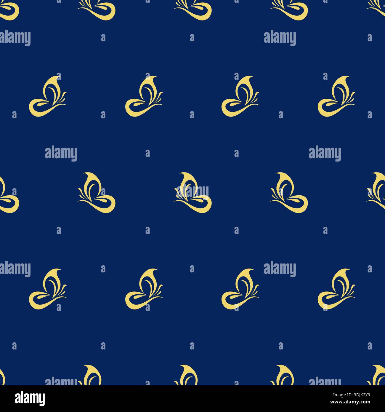 butterfly repeat seamless pattern on navy blue background Stock Vector