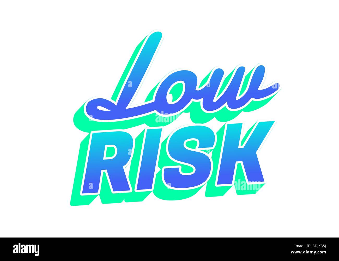 Stylized text graphic featuring the words Low Risk in a modern font ...