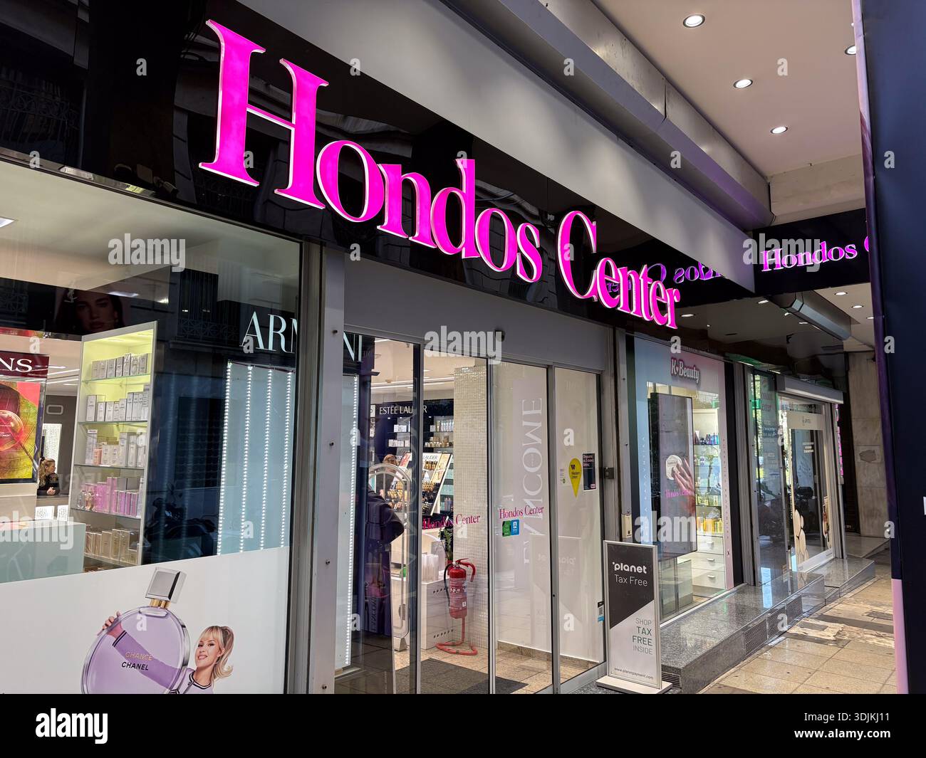 Beautiful Store Signage Hondos Center beauty store front, major Greek department store ...