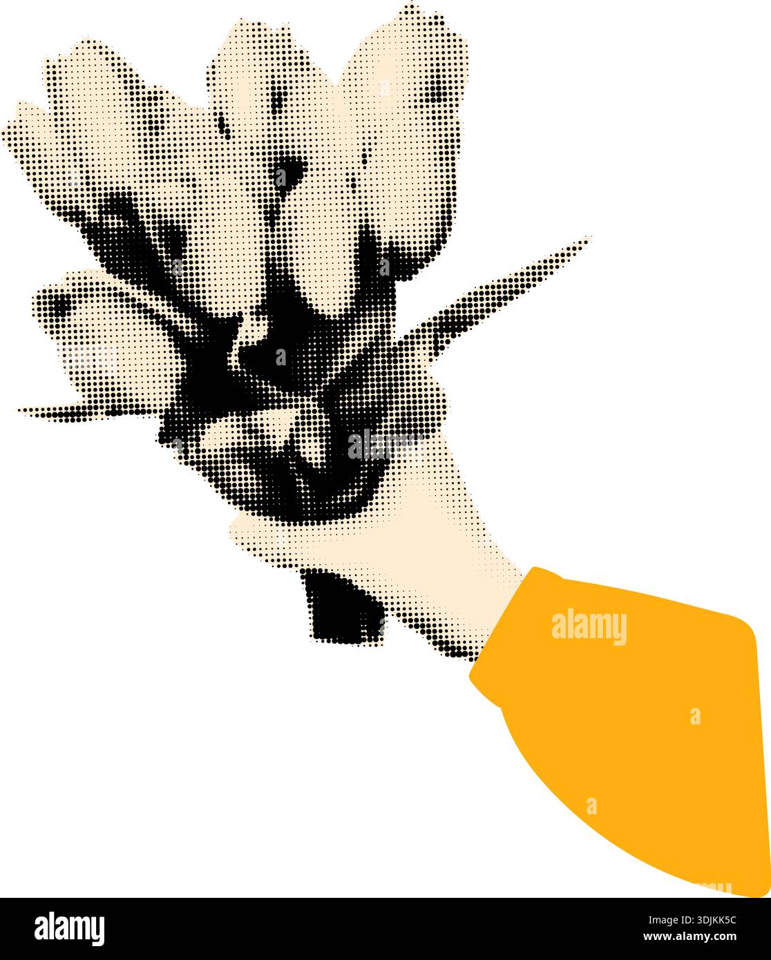Halftone hands holding tulips cut out vector illustration Stock Vector