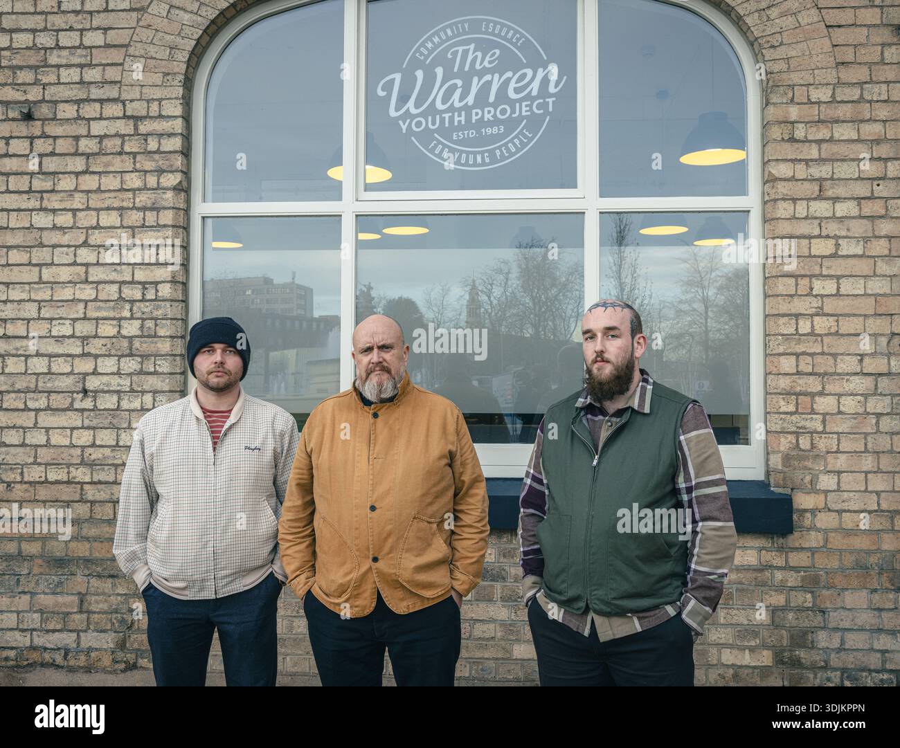 JJ Tatten Chief Executive Officer of The Warren Youth Project, and Harry ( right) and James ( left) are the youth workers. Stock Photo