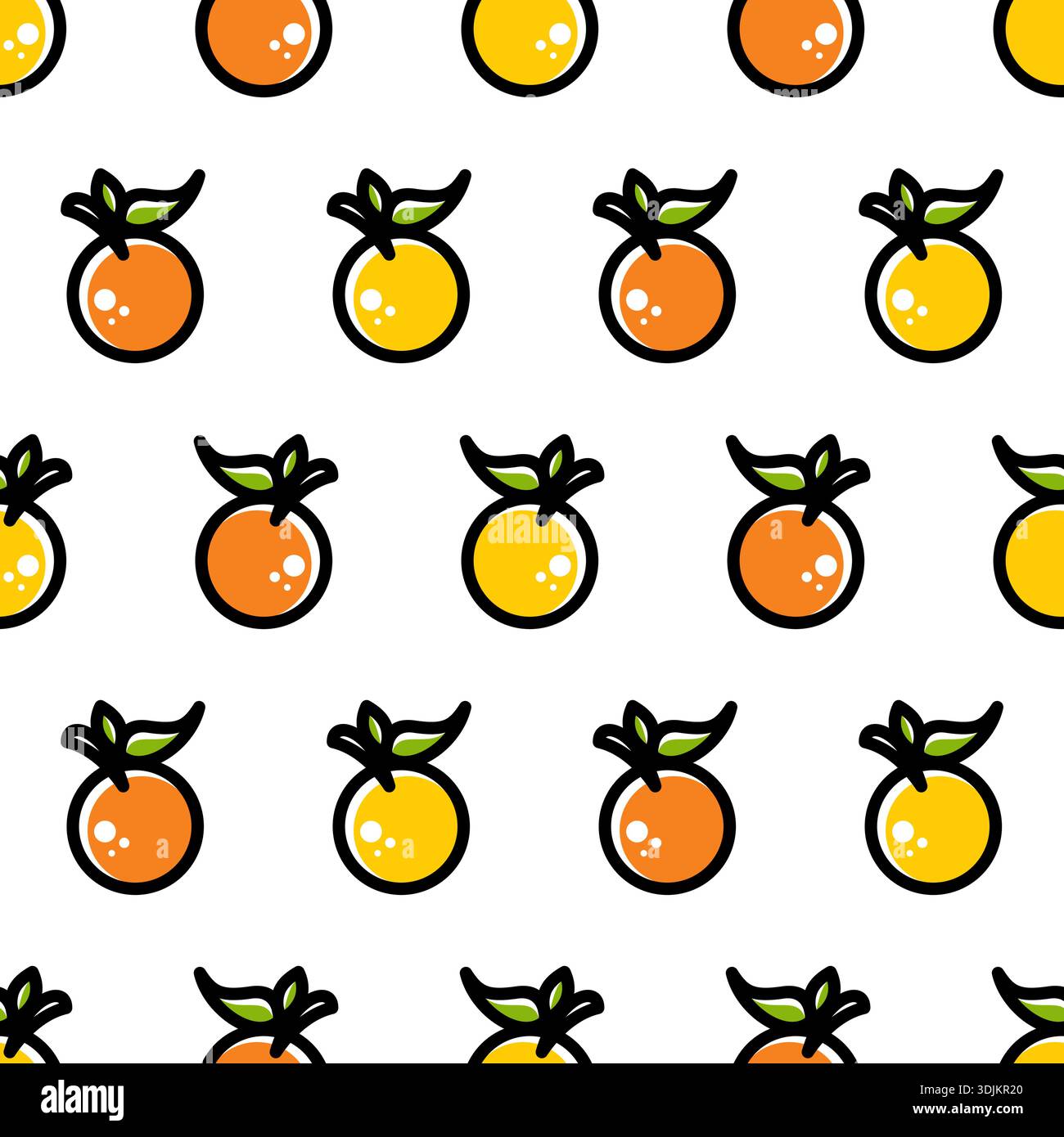 Cartoon Orange Fruit Seamless Pattern Design Stock Vector
