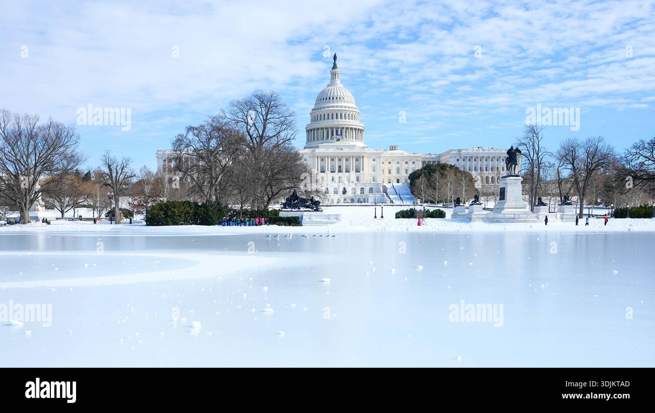 The U.S. Capitol is photographed after a snowstorm, Tuesday, Jan. 27 ...