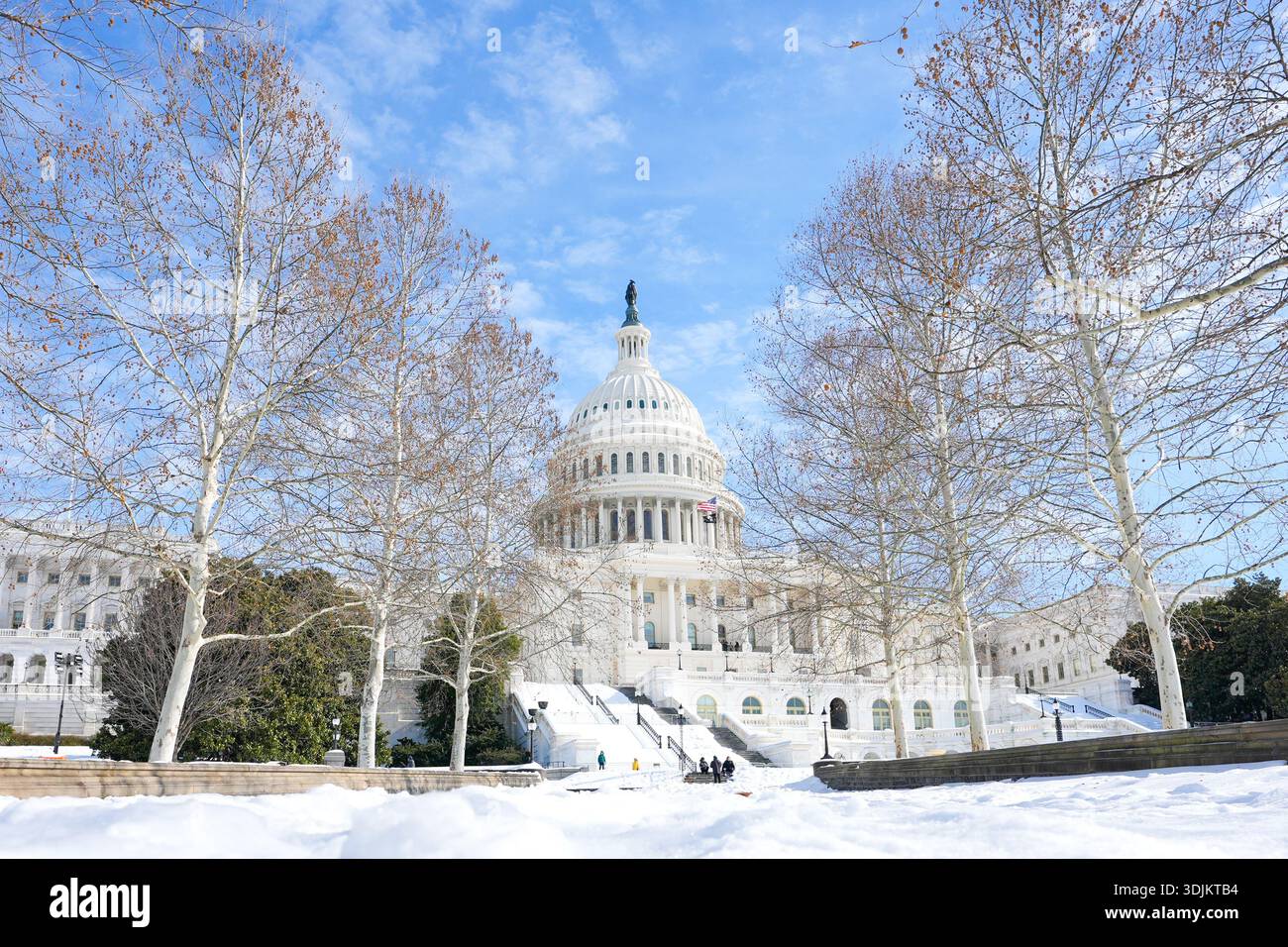 The U.S. Capitol is photographed after a snowstorm, Tuesday, Jan. 27 ...