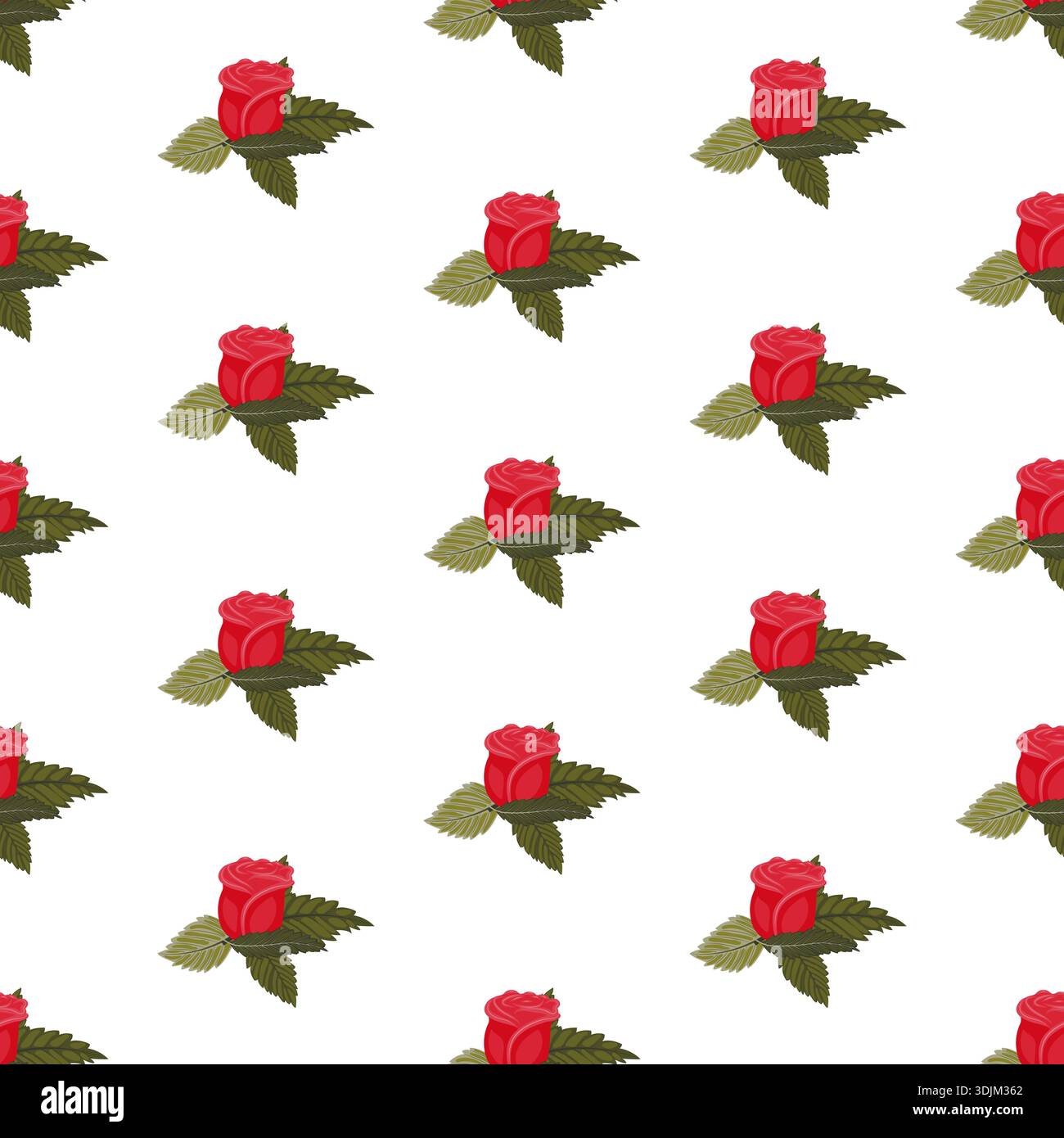 A composition of bright red roses. Seamless pattern. Vector illustration. Stock Vector