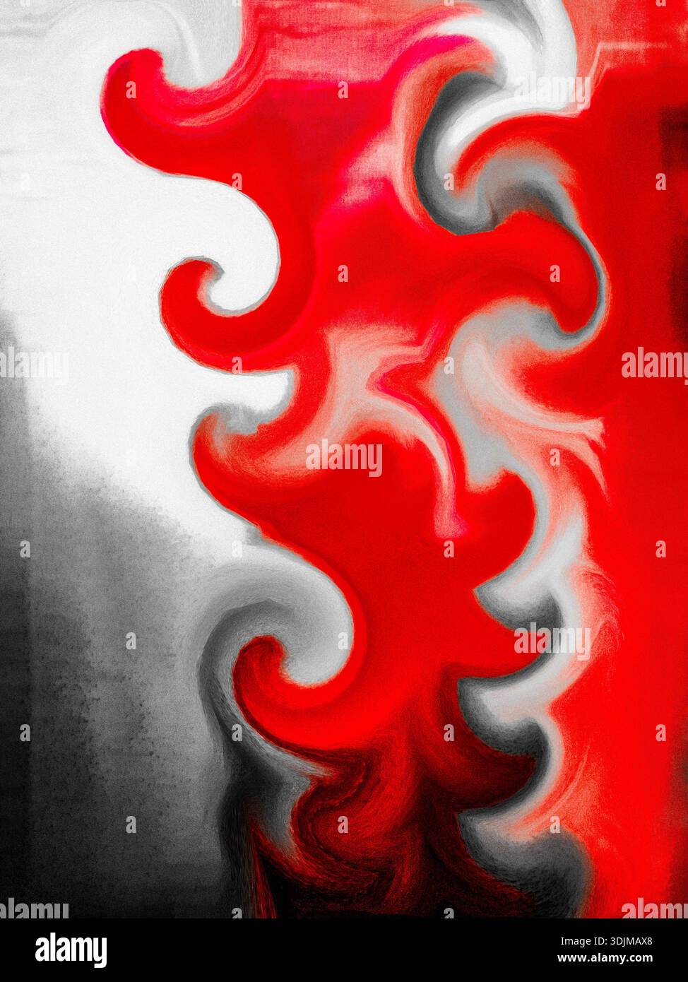Dynamic red and wavy liquid composition Stock Photo