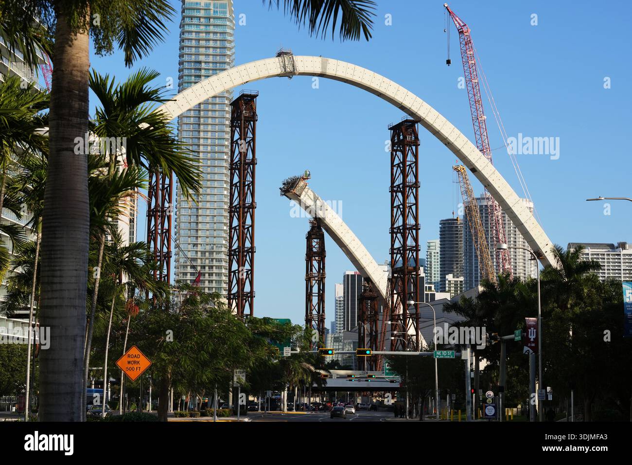Construction is underway on the six-arch Signature Bridge, a joint ...