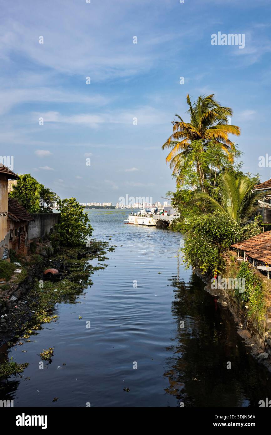 Canal to backwater, historical town Fort Kochi, Kochi(Cochin), Kerala ...