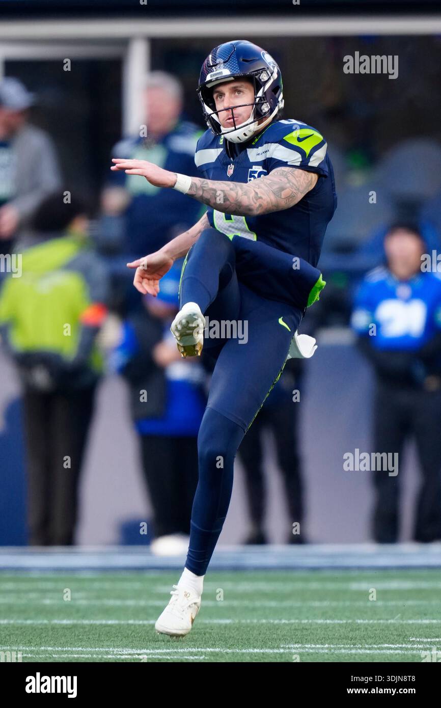 Seattle Seahawks punter Michael Dickson (4) punts the ball during the ...