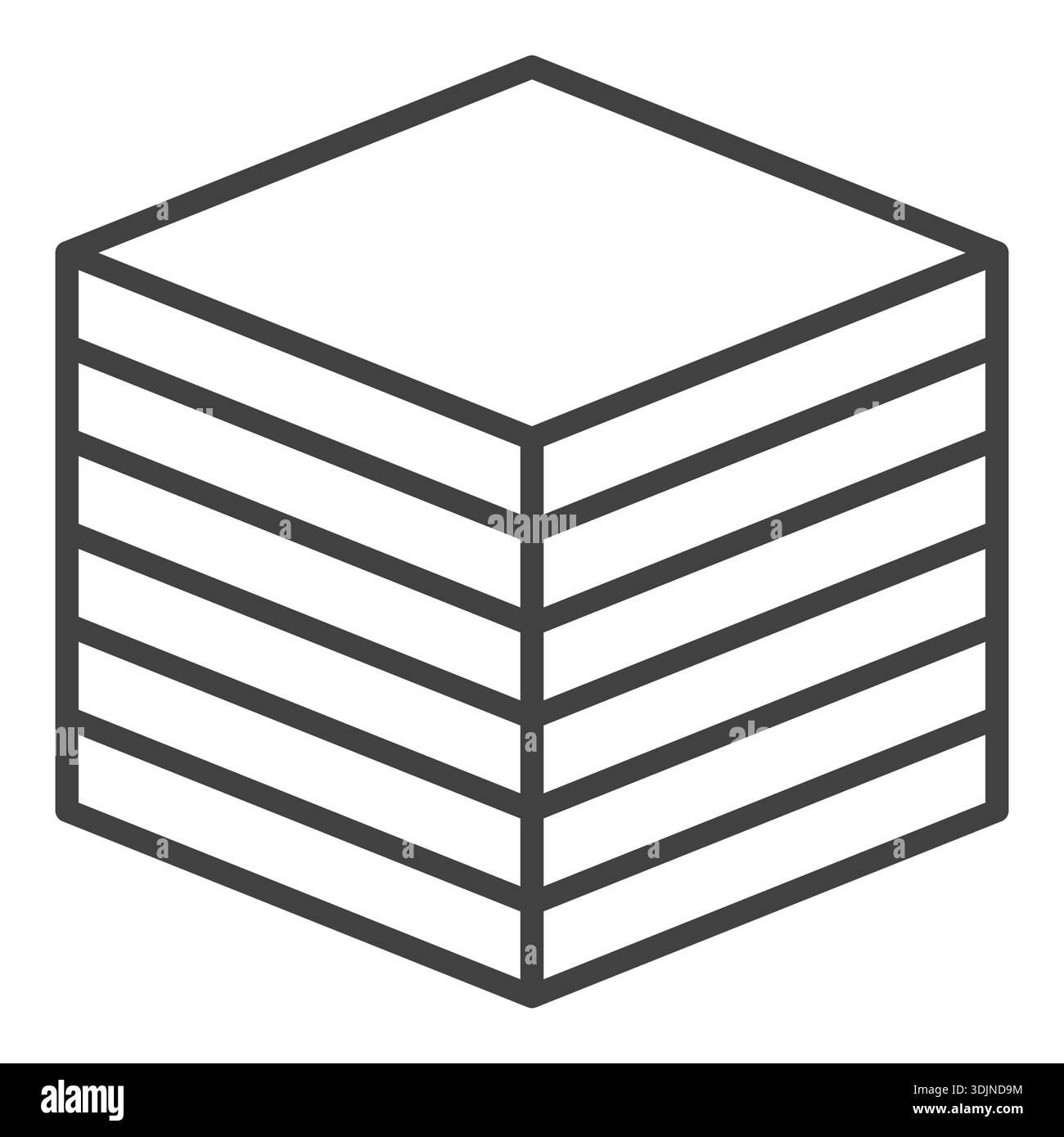3D Printed Cube vector Additive Manufacturing concept thin line icon or ...