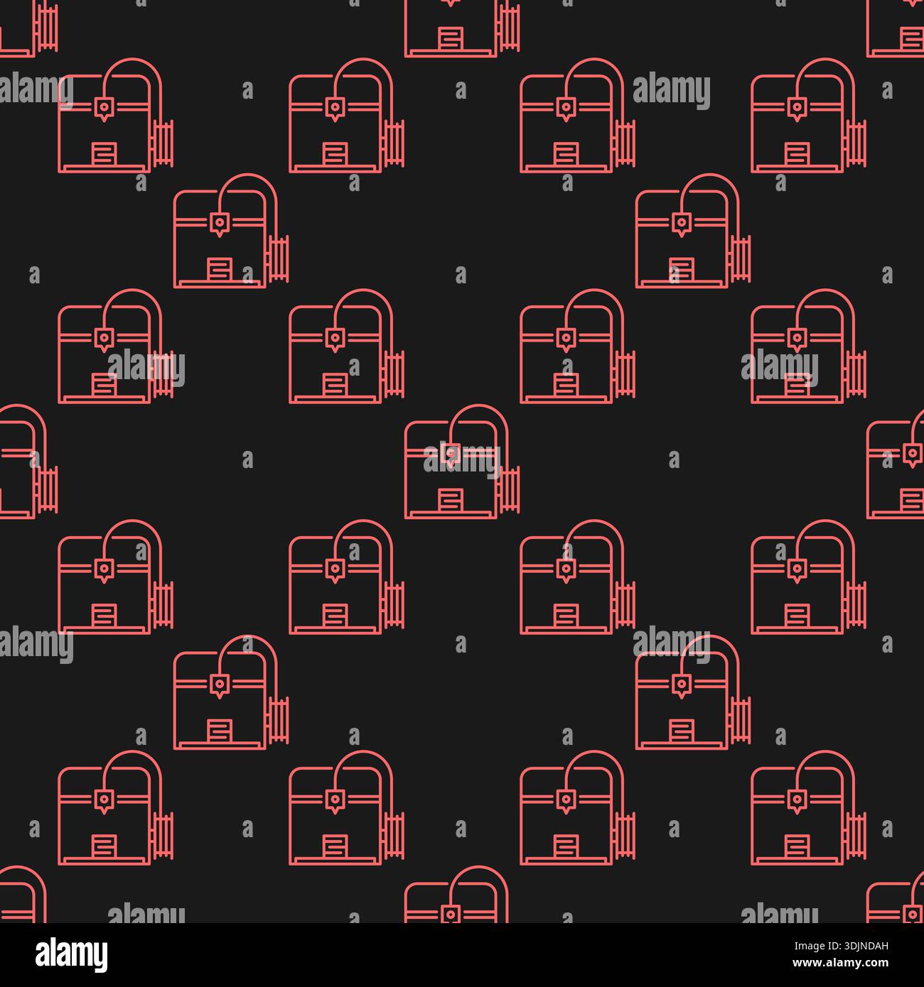 3D printer vector Additive Manufacturing concept seamless pattern in thin line style Stock Vector