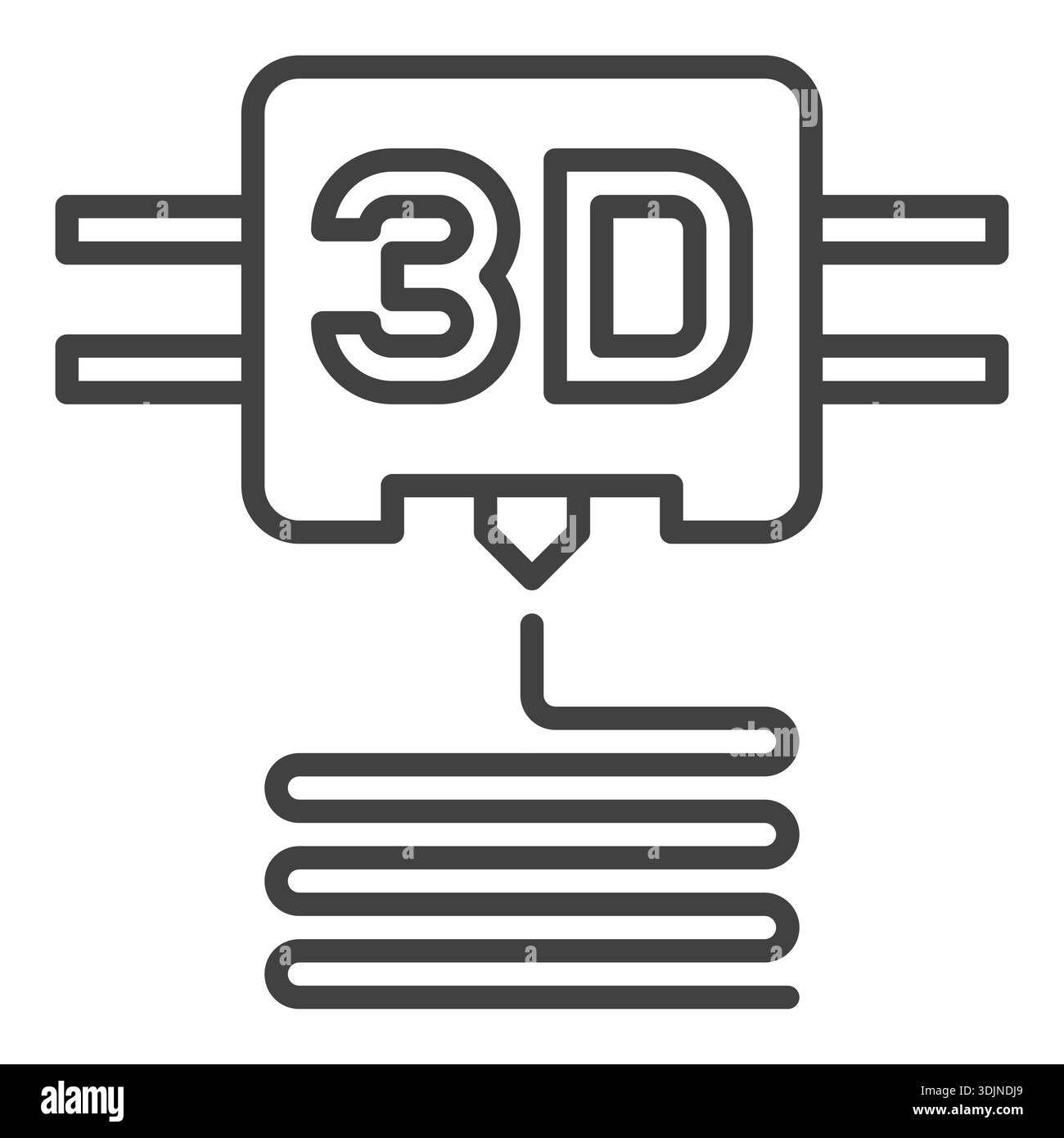 3D Printer Printing vector Additive Manufacturing concept outline icon ...
