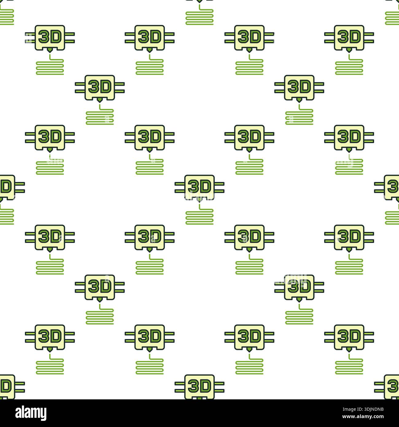 3D Printing vector Printer concept colored seamless pattern Stock Vector