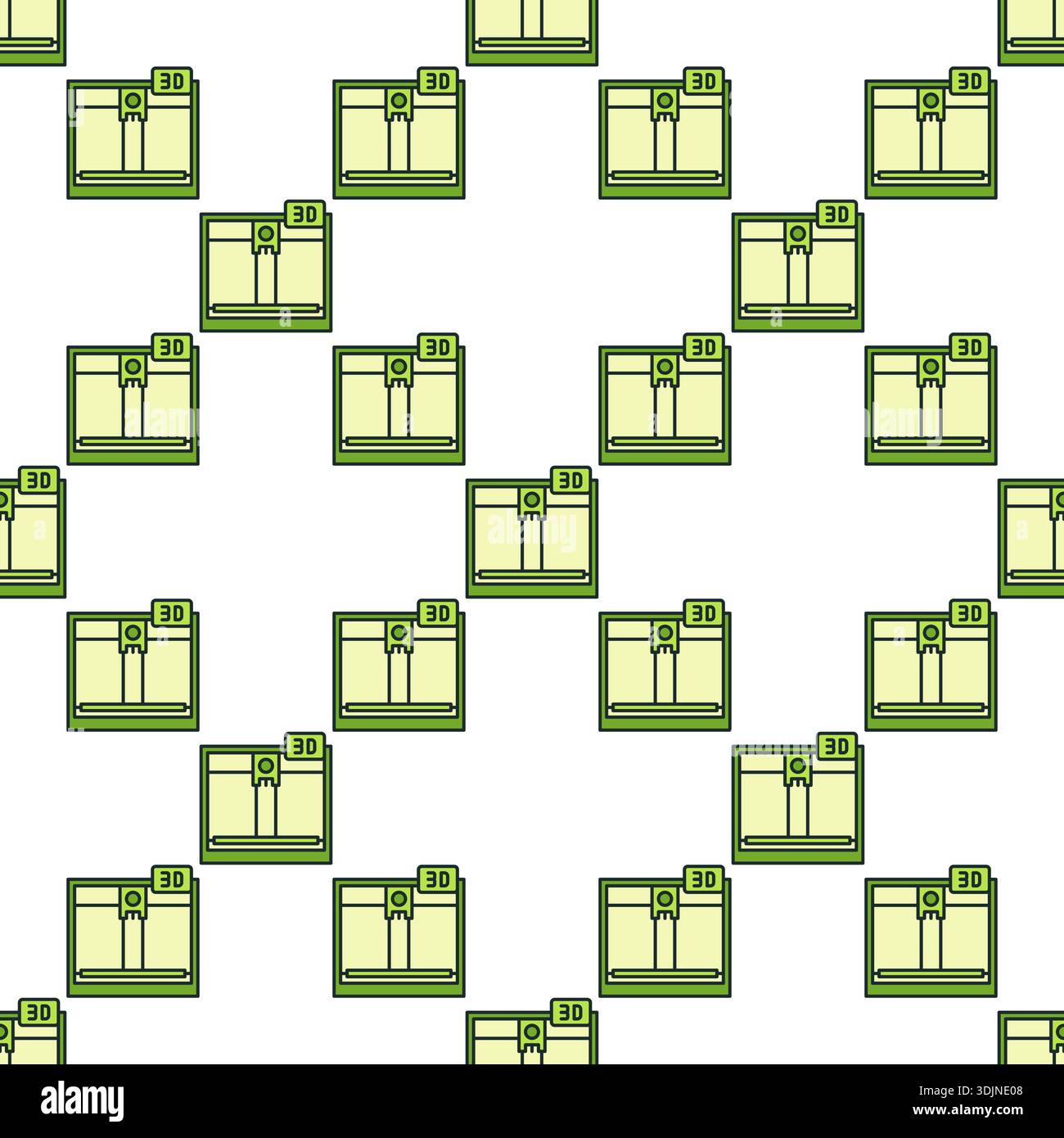 Vector 3D Printer concept colored creative seamless pattern Stock Vector