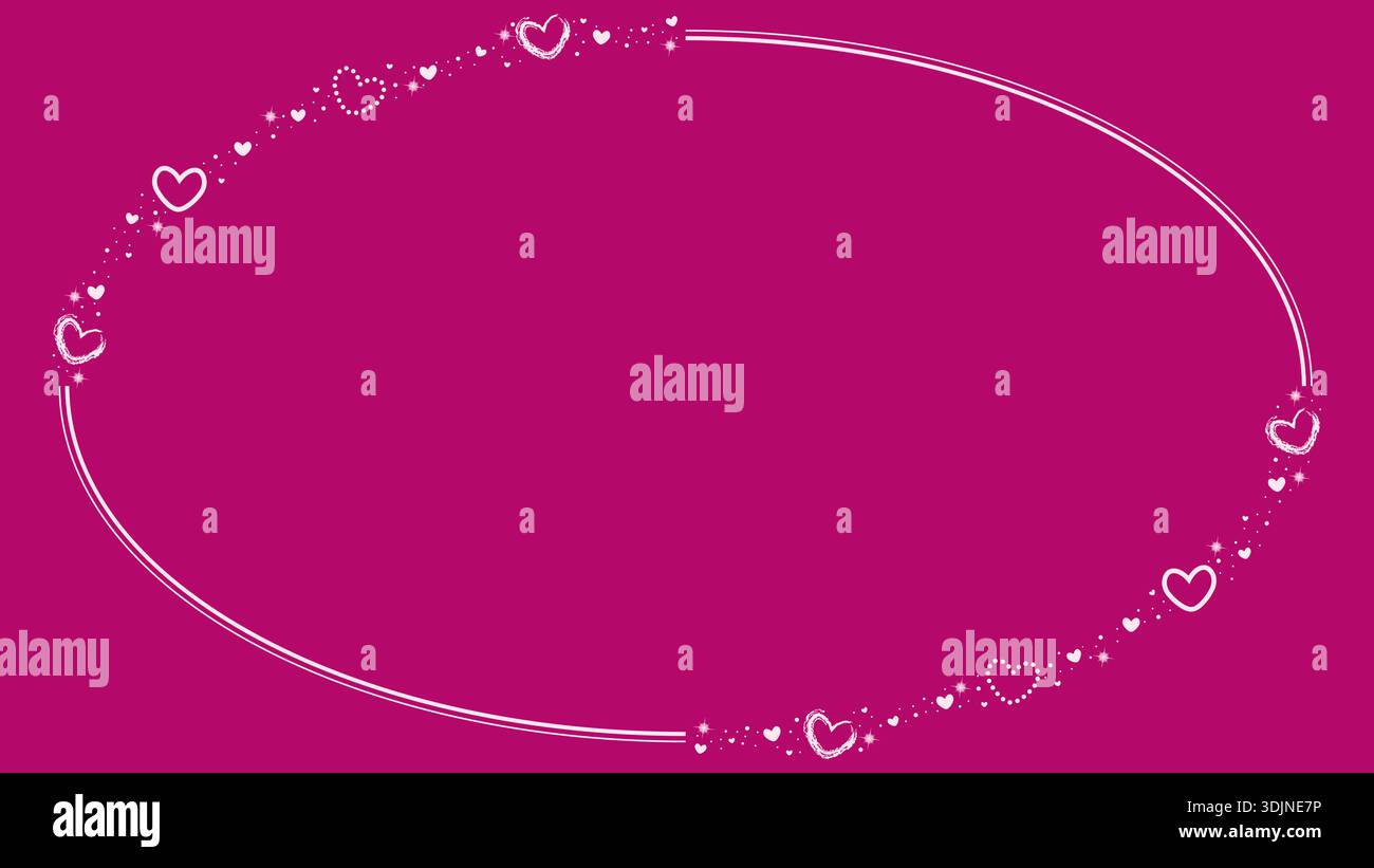 Circle Oval Border Frame Decorated With Sparkling Love Hearts With ...