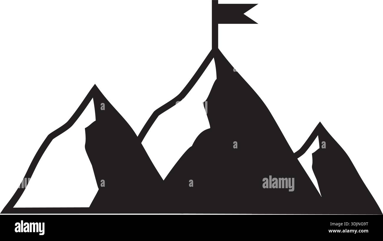 Summit flag representing victory and goal attainment. Stock Vector