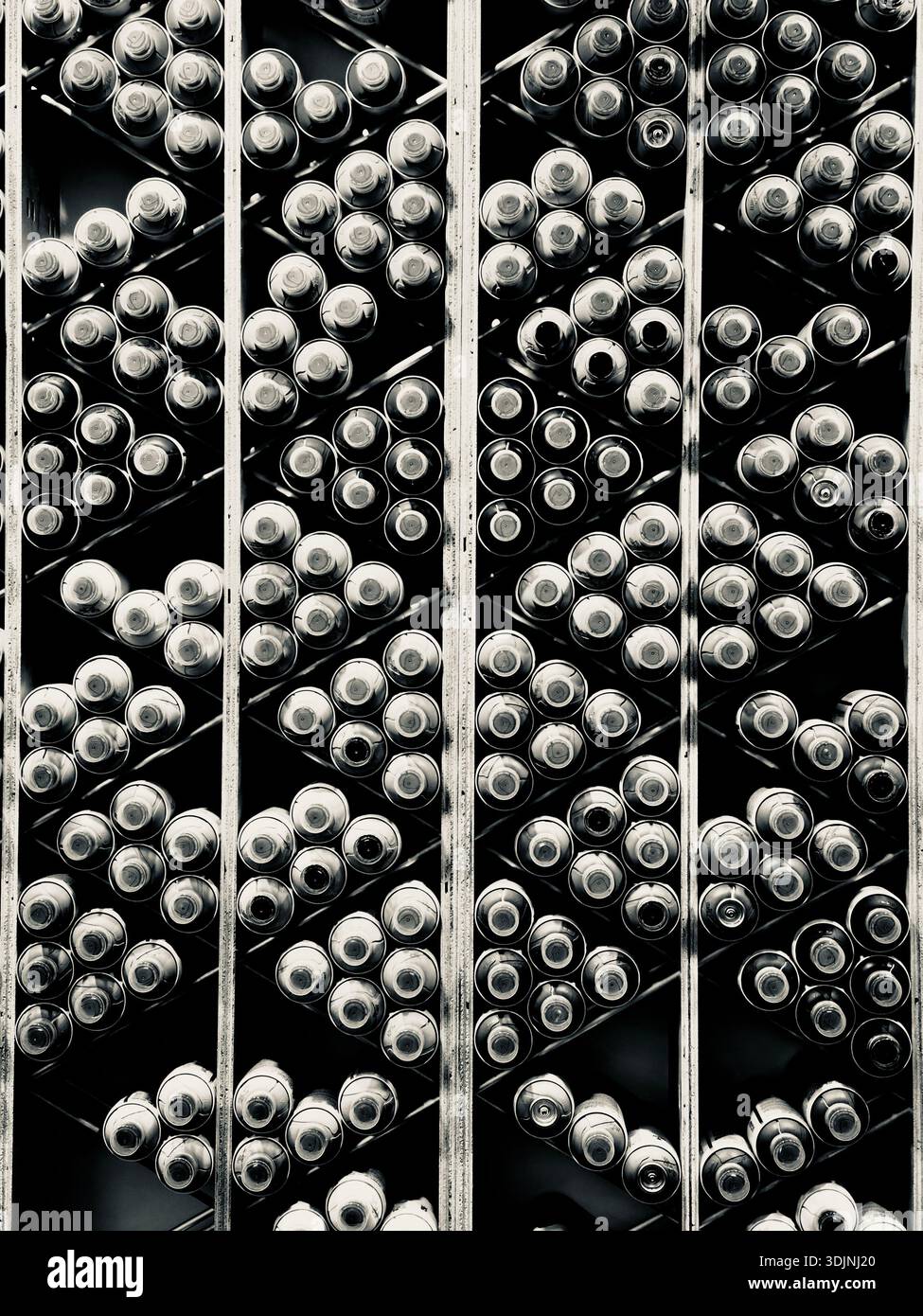 Abstract black and white geometric pattern with repeating circular forms, suitable as a modern background for design, branding, and creative projects - Smartphone Captured Stock Image