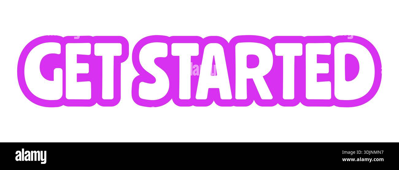Get started bold purple outline cta sticker Stock Vector