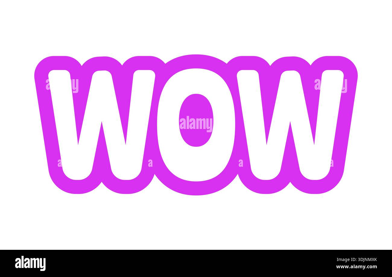 Wow bold purple outline cta sticker Stock Vector