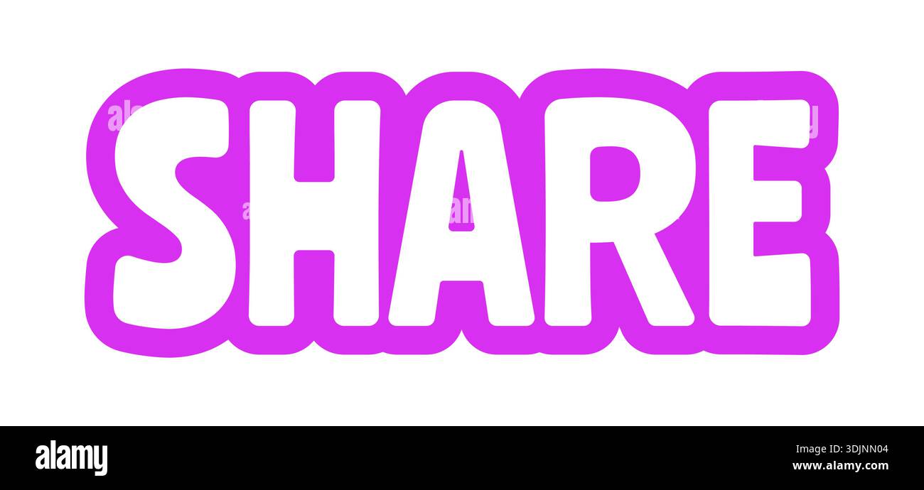 Share bold purple outline cta sticker Stock Vector