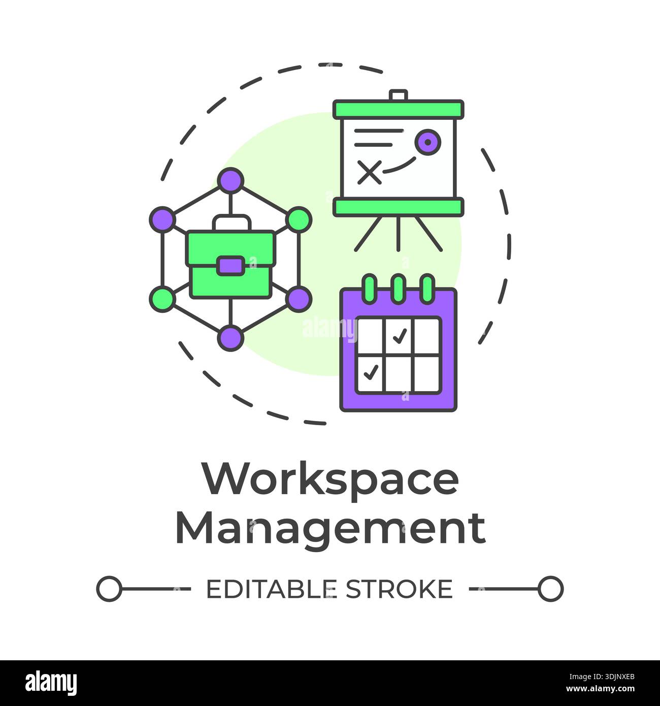 Workspace management multi color concept icon Stock Vector