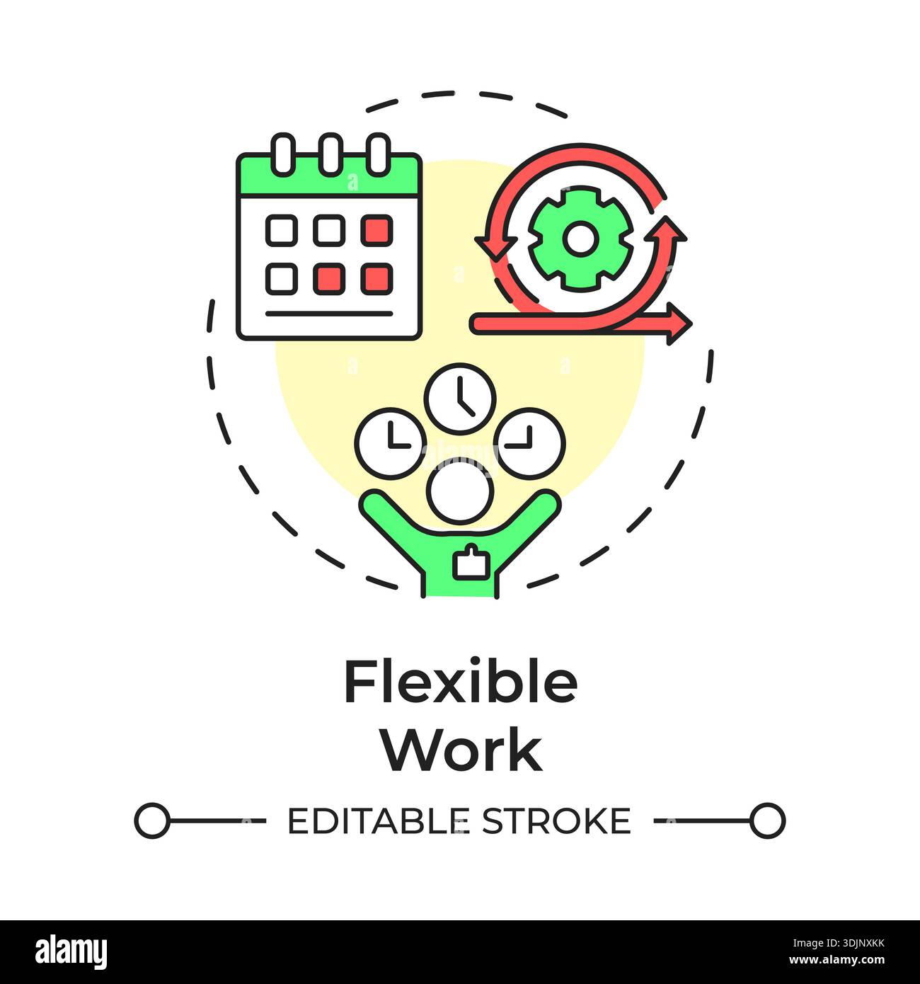 Flexible work multi color concept icon Stock Vector