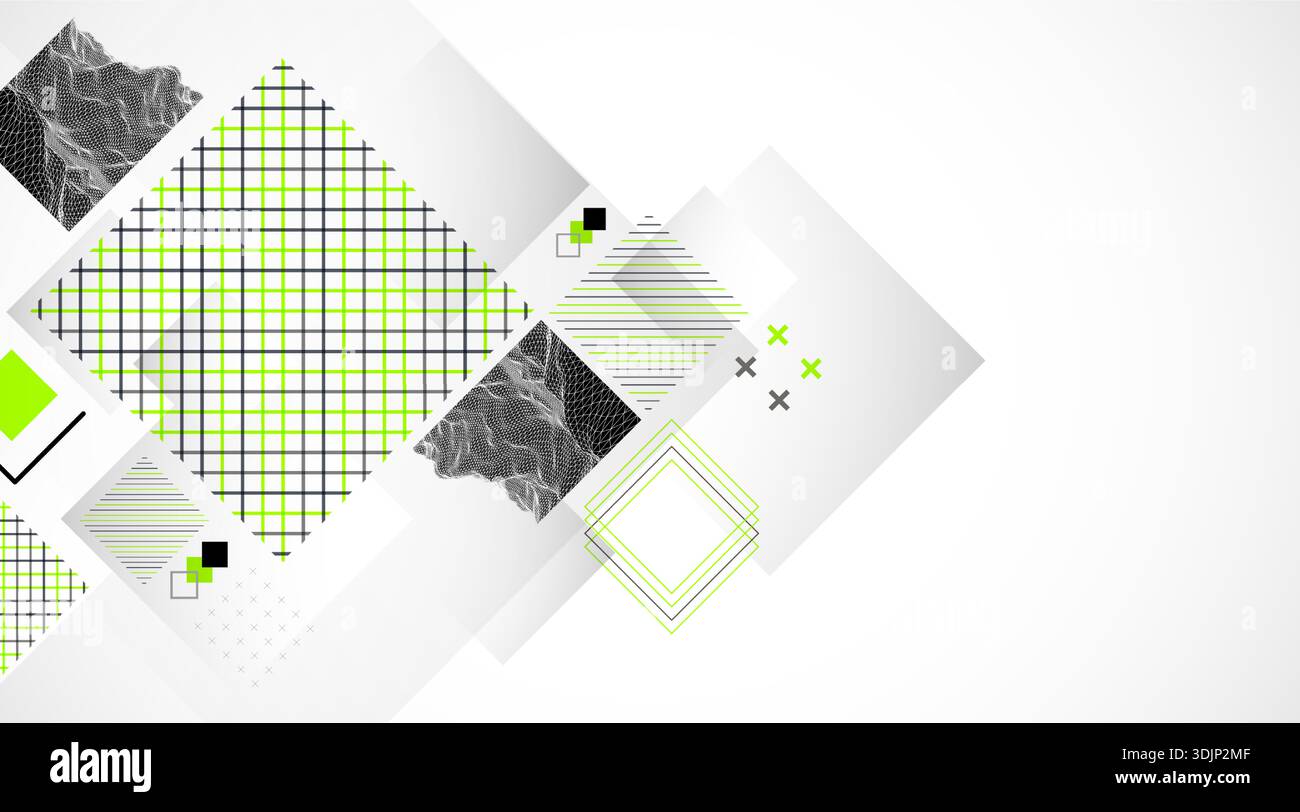 Abstract geometric background with grid and square elements. Vector illustration. Stock Vector