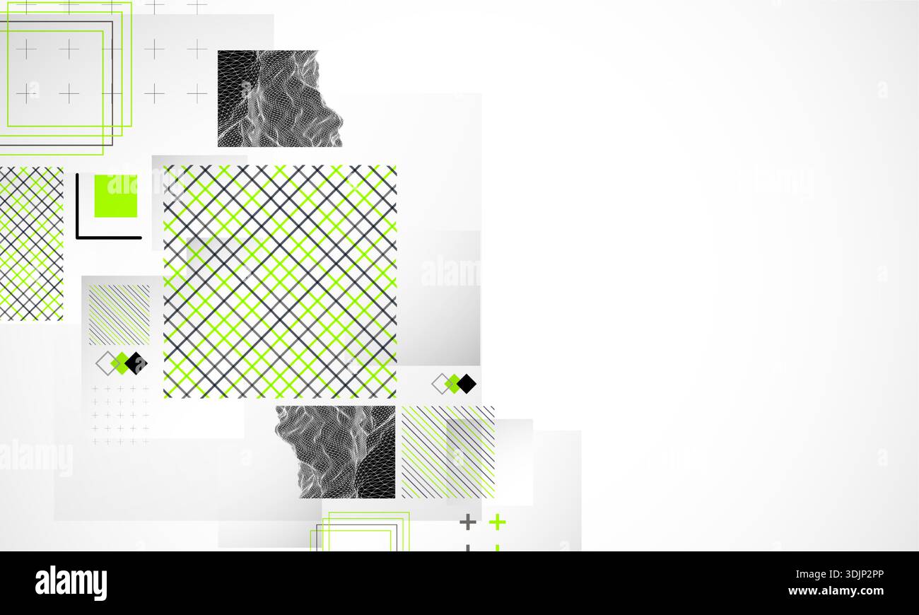 Abstract geometric background with grid and square elements. Vector illustration. Stock Vector
