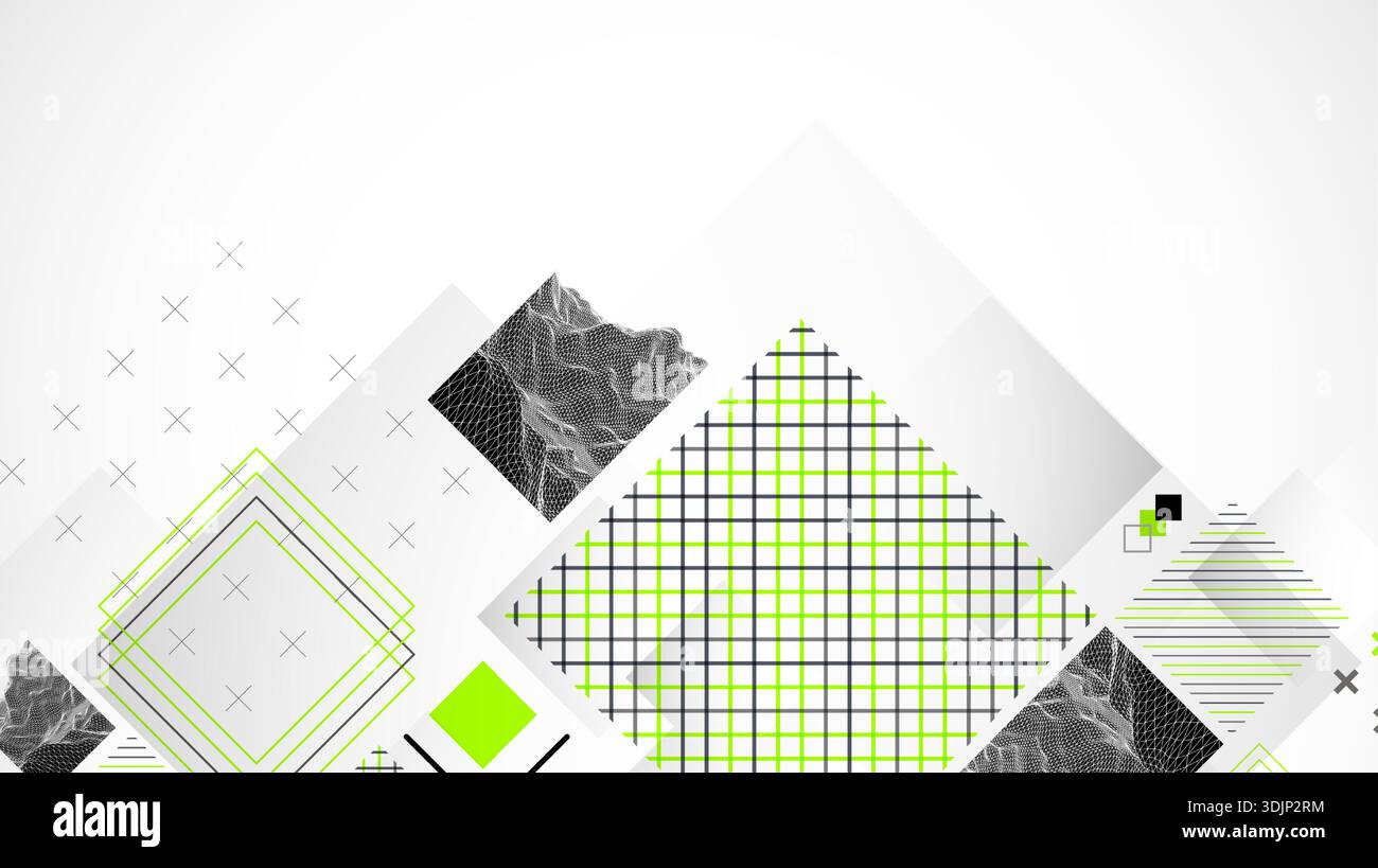 Abstract geometric background with grid and square elements. Vector illustration. Stock Vector