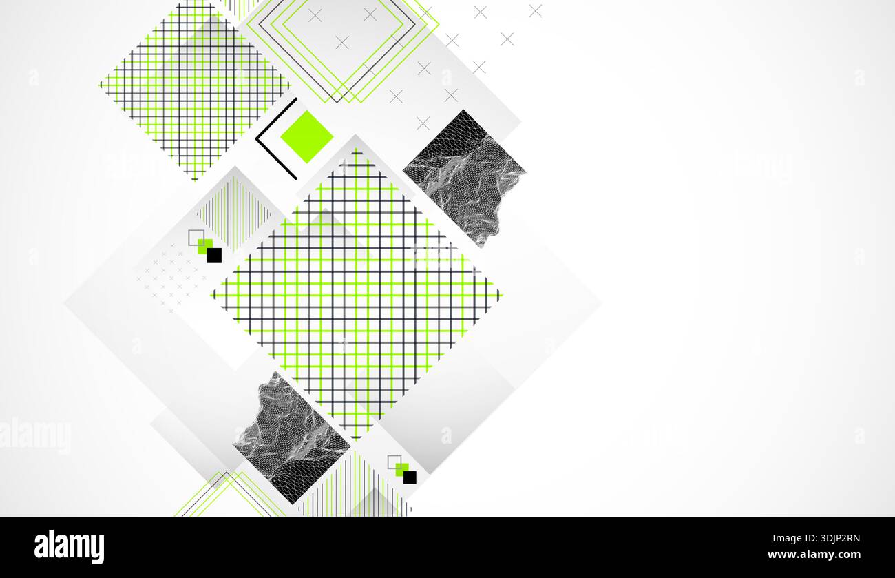 Abstract geometric background with grid and square elements. Vector illustration. Stock Vector