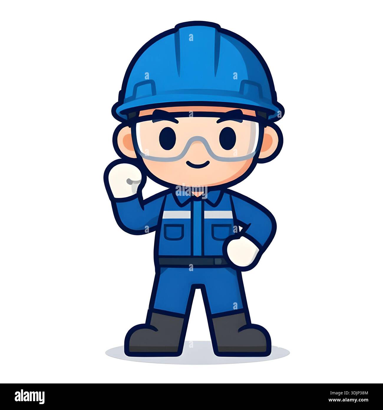 Cartoon CHIBI style construction worker. Active working posture. Ideal ...