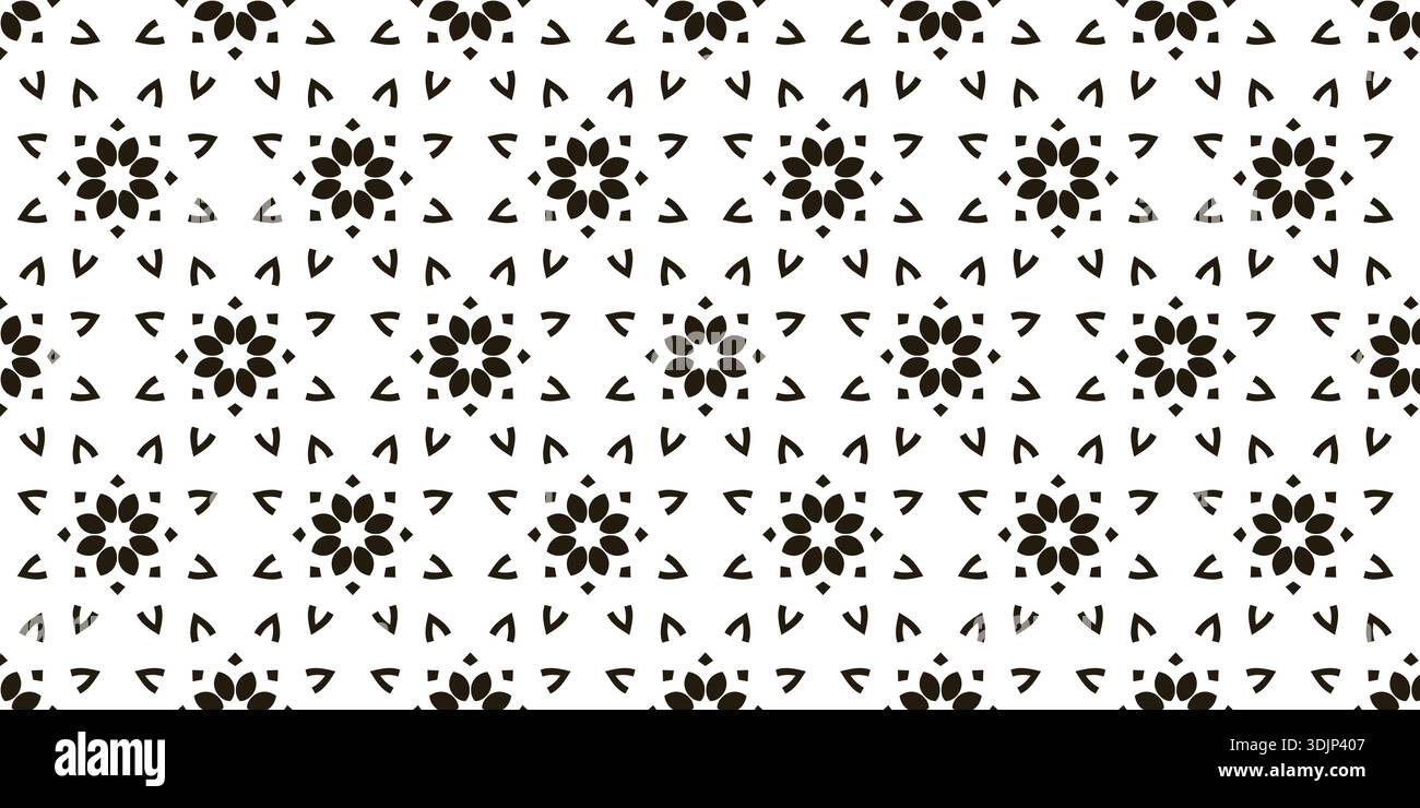 Seamless geometric floral background with repeating symmetrical flower pattern Stock Vector