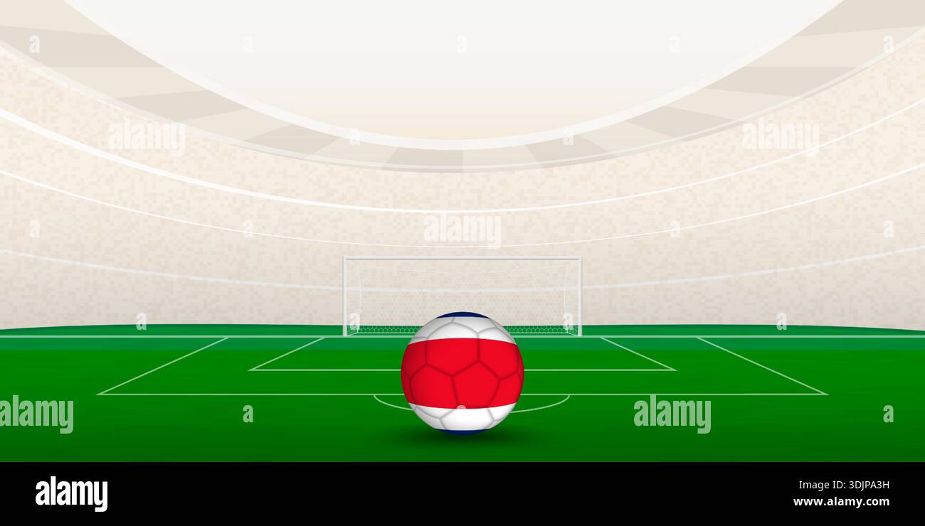 Costa Rican Football Stadium with National Flag Soccer Ball. A vibrant ...