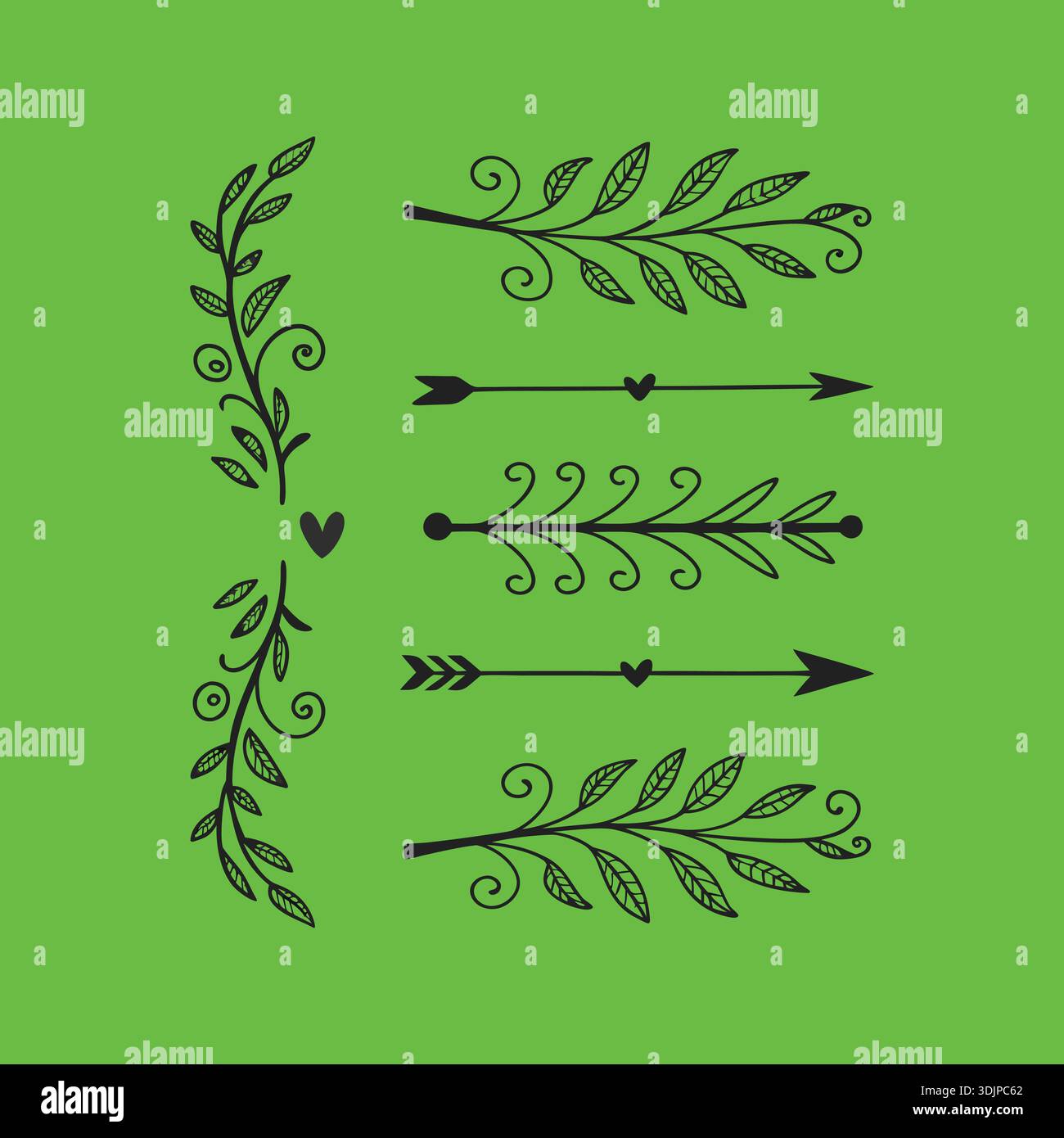 Floral Decorative Border and Divider Elements Vector Set Stock Vector