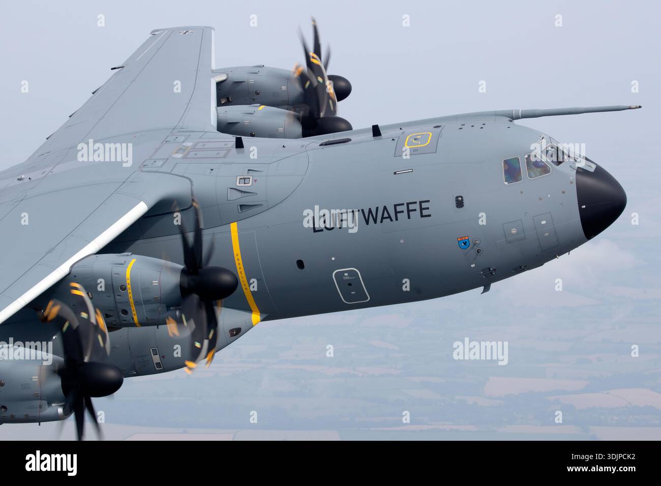 A German Air Force Airbus A400M Atlas is photographed in flight during ...