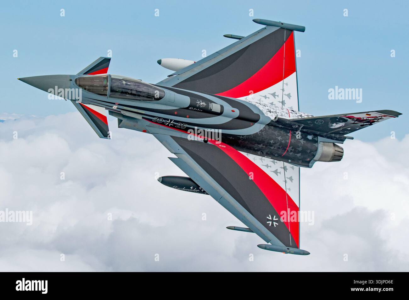 A Luftwaffe Eurofighter EF-2000 Typhoon S is shown banking during an ...