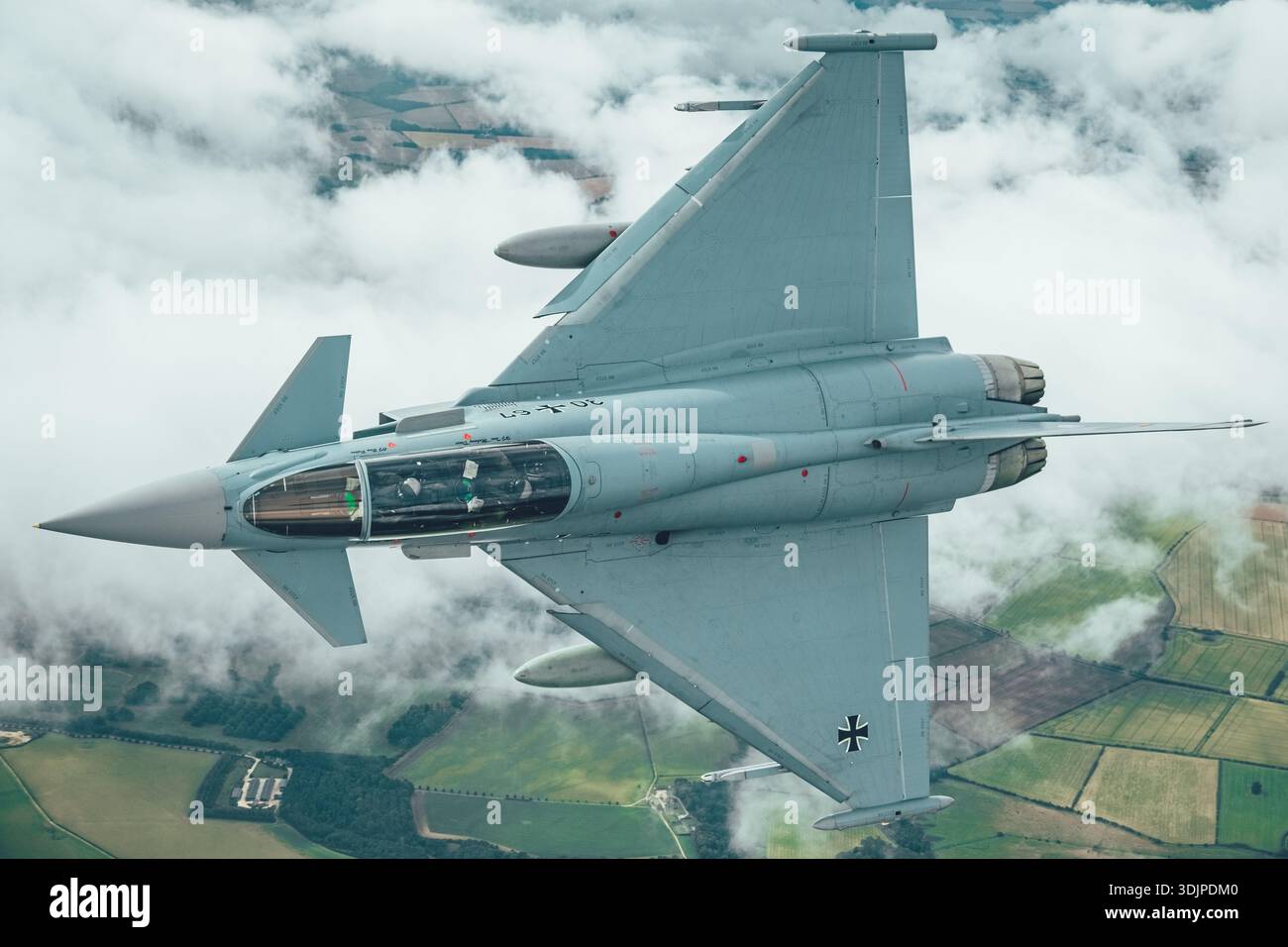 The German Air Force Eurofighter Typhoon T from TLG 73 is captured in a ...