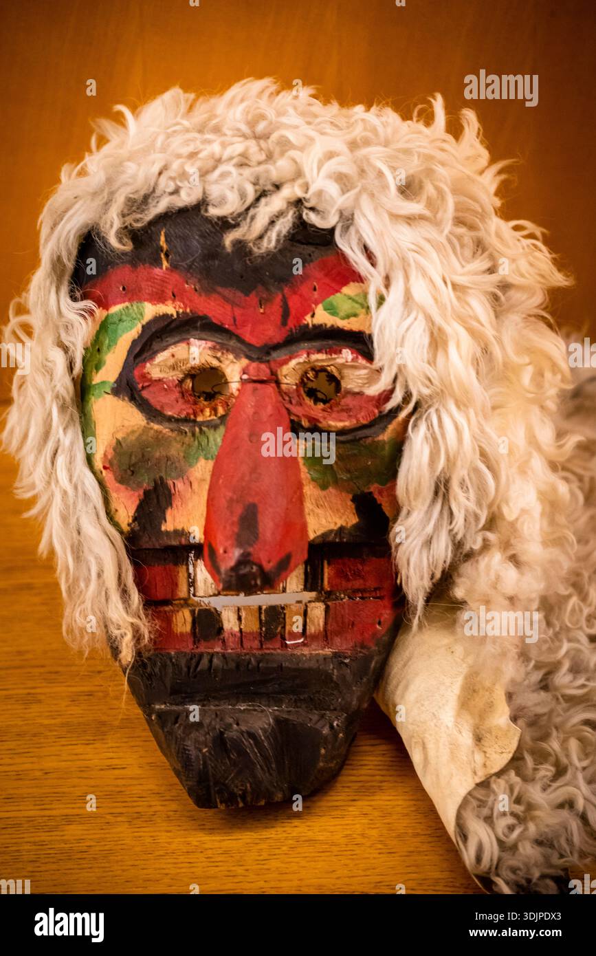 Carnival mask worn during religious festivals, Ethnographic Museum, Zagreb, Croatia Stock Photo