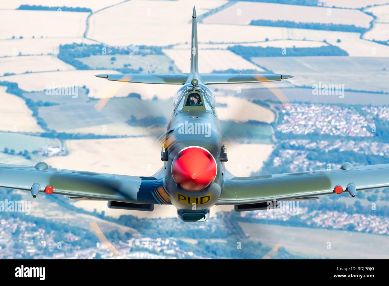 A Supermarine 361 Spitfire LF16E carrying civil registration G‑PBIX and ...