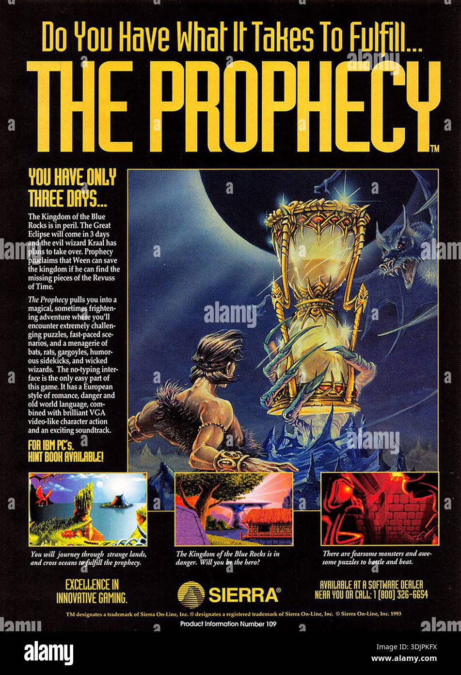 1993 The Prophecy, also known as Ween: The Prophecy, game ad Stock Photo